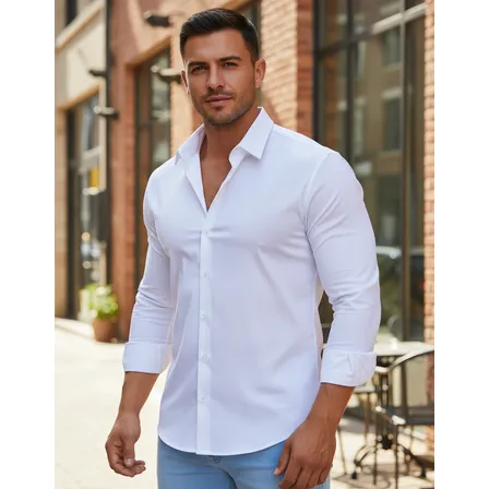 Camisa Social Masculina Slim Fit Sem Bolso Luxo Não Amassa