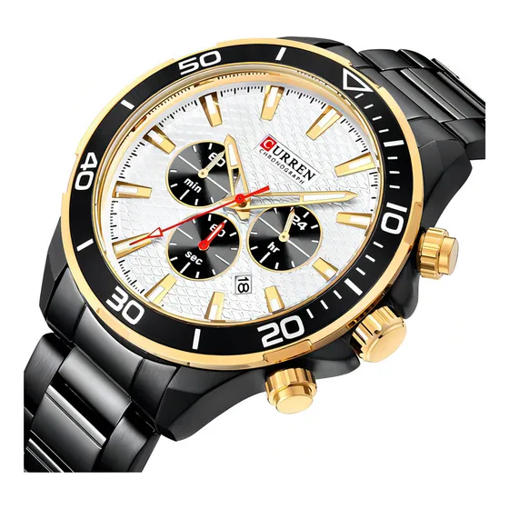 Relojes De Negocios Con Calendario De Cuarzo Para Hombre Cur Color Del Bisel Negro/blanco