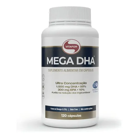 Mega Dha 120 Cápsulas Ômega 3 Vitafor Sem Sabor