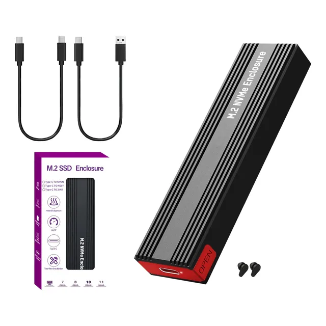 Cofre Ssd M.2 Nvme & Sata 2en1 10gbps Cables Usb-3.1 Y Usb-c