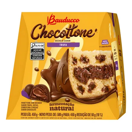 Chocotone Maxi Recheio Trufa E Gotas Chocolate Bauducco 450g