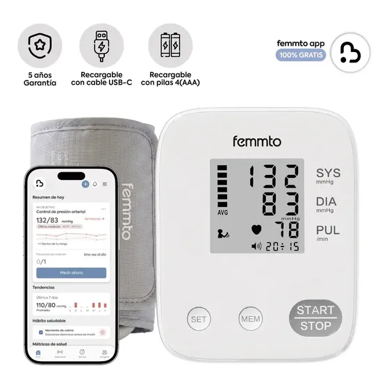 Tensiometro Digital Brazo Presion Arterial Aparato Para Tomar Presion Enfermeria Automatico Femmto