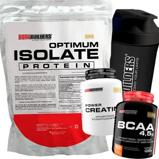 Kit Whey Protein Iso Optimum 2kg + Bcaa + Creatina + Shaker Kit Whey Protein Iso Optimum 2kg + Bcaa + Creatina + Shaker