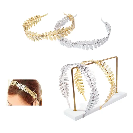Vinchas Metálicas Hojas Estilo Griego Romano Dorado Plateado