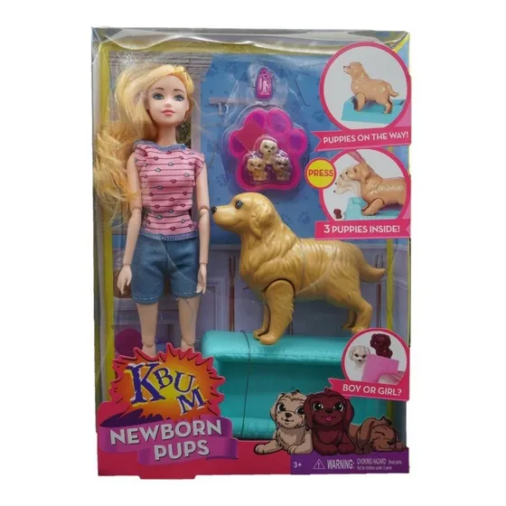Boneca Brinquedo Pet Passeio Cachorro Filhotes E Acessórios