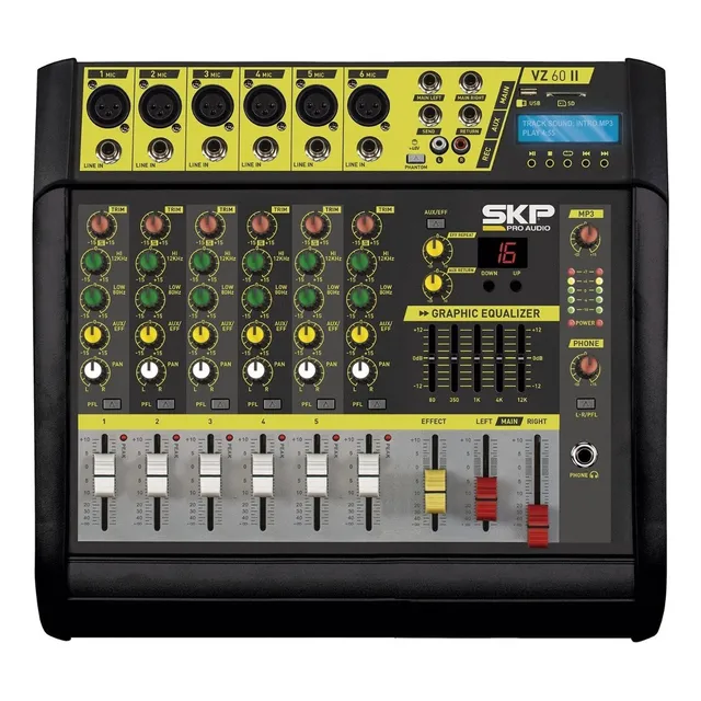 Consola Potenciada Skp Vz60 Ii 6 Canales 1600 W Graba Usb Eq
