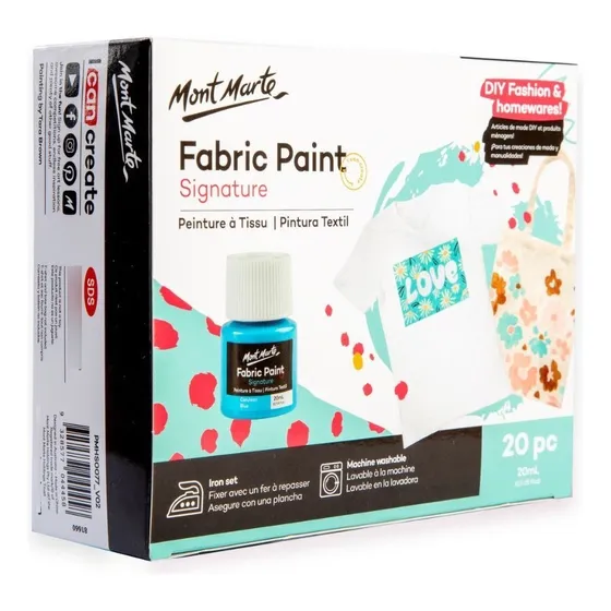 Set 20 Pinturas De Tela 20 Ml Mont Marte