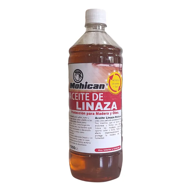 Aceite De Linaza Para Madera Y Óleos 100% Puro Mohican 1 Lt