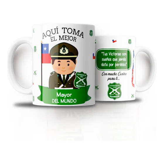 Tazón Taza Personalizada Carabineros De Chile (rangos Varón)