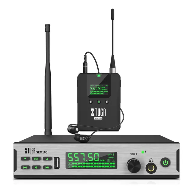 Xtuga Uhf Estéreo Sistema De Monitoreo Micrófono Inalámbrico