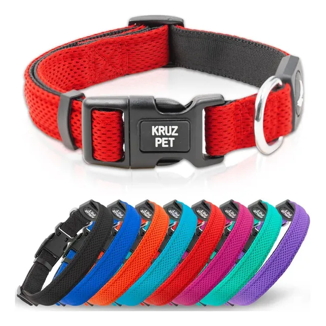 Collar De Perro Ajustable De Servicio Pesado Kruz Relleno De
