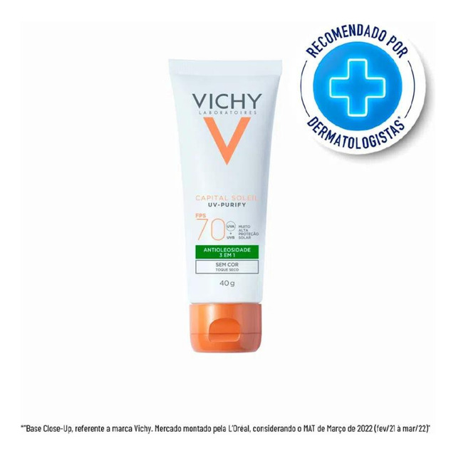 Protetor Solar Facial Capital Soleil Purify Sem Cor Toque Seco Fps70 40g Vichy Protetor Solar Facial Capital Soleil Purify Sem Cor Toque Seco Fps70 40g Vichy