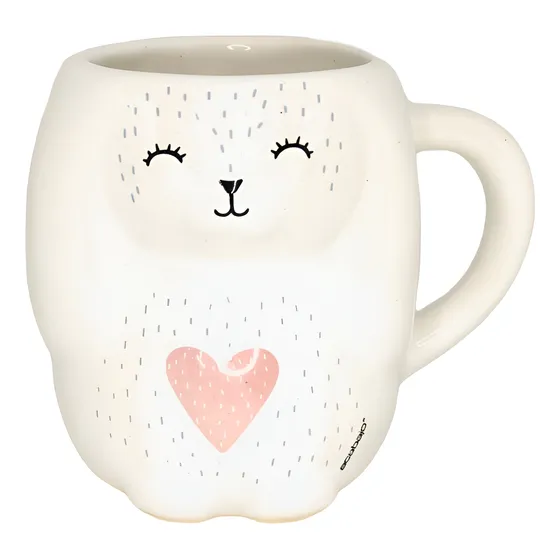 Taza Forma Coneja Claudette Corazón Rosa - Acabajo Deco Color Blanco