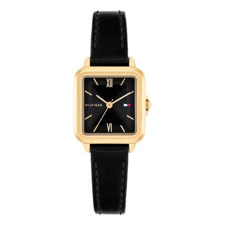 Relógio Tommy Hilfiger Mia Feminino Em Couro Preto