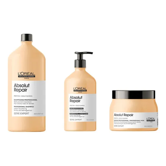 Kit Loreal Absolut Repair Shampoo + Acondicionador + Mascara