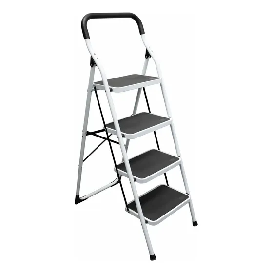 Escalera Plegable T/tab Acero 4 Peldaños Surtek Ett4 Blanco