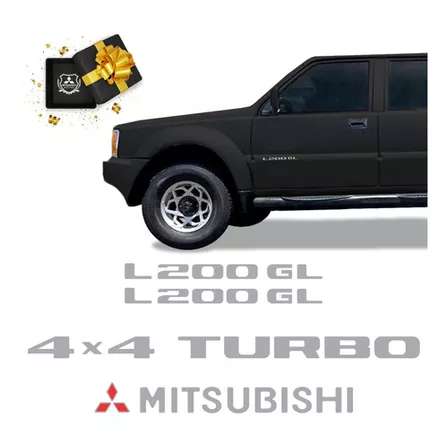 Kit Adesivos L200 Gl 4x4 Turbo 2001/2002 Emblemas Mitsubishi Cor Cinza