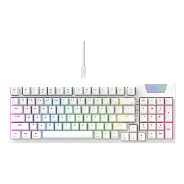 Teclado mecánico Rgb Gamer de tamaño completo Havit KB885l, idioma blanco, portugués brasileño