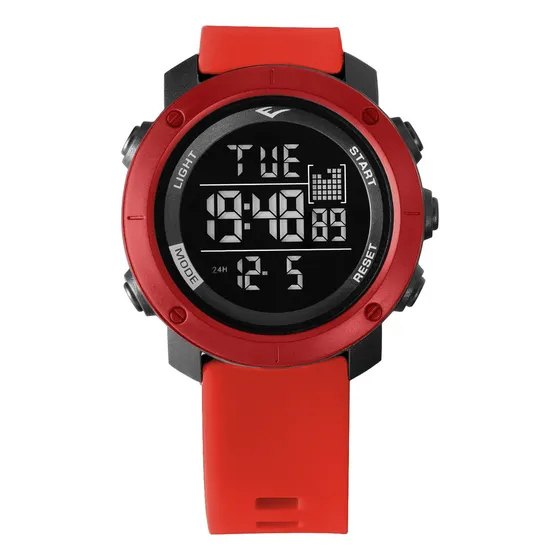 Relógio Pulso Digital Everlast Pulseira Vermelho E303-20 Cor Do Fundo Preto