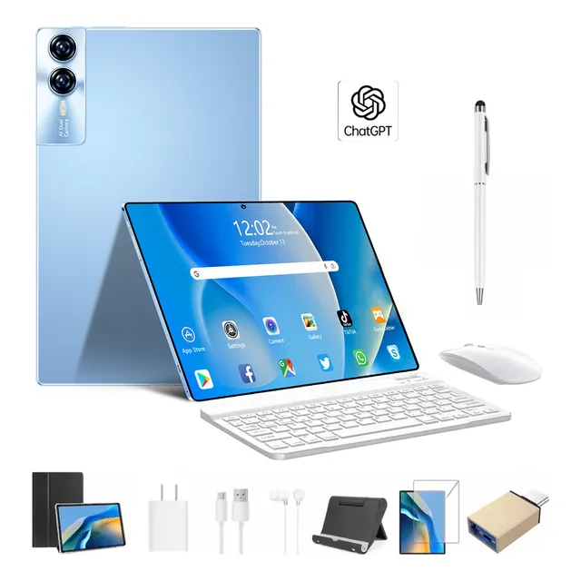 Tablet Hancdon S12 Gpt 11.6'' 12gb+512gb Rom/1tbtf Con Teclado Android 13 10 Núcleos Wi-Fi 5 Con Funda Protectora Y Lápiz Óptico Azul Claro