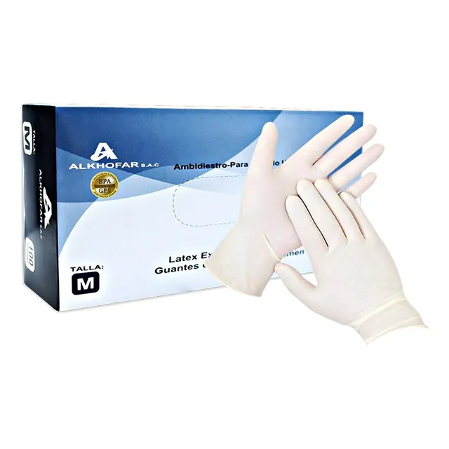 Guantes De Látex Caja X 100 Unidades Tallas Xs - S - M - L Color Blanco