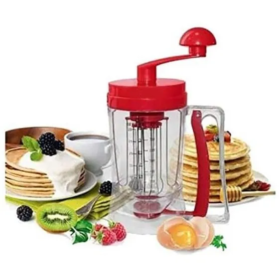 Dispensador Batidor Mezcla Masa Cupcake Pancake Hotcake 900m Color Rojo transparente