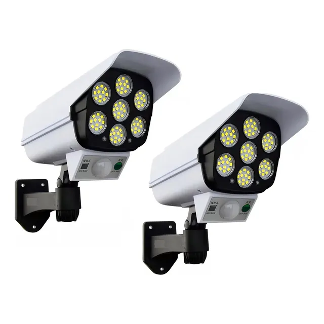 Pack X2 Lámpara Solar Led Cámara Falsa Sensor De Movimiento