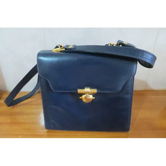 Cartera Elegante Cuero Azul Para Damas