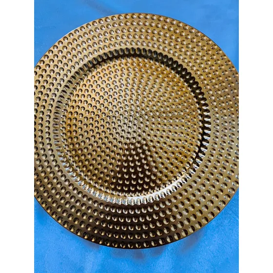 6 Platos Bases Dorados Textura Puntitos Dorado