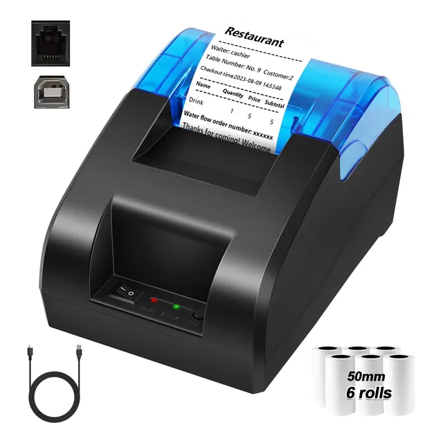 Impresora Térmica Ticket Recibos De 58mm Con Usb + 6 Rolls