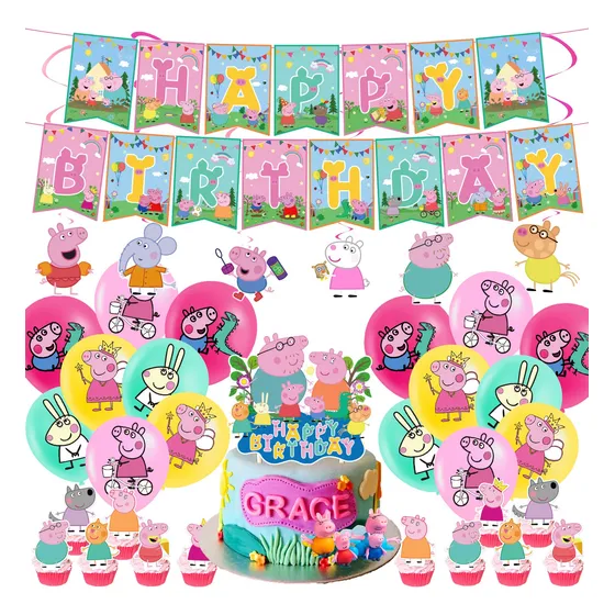 Kit Fiesta Peppa Pig Globos De Cumpleaños Decoración Hogar