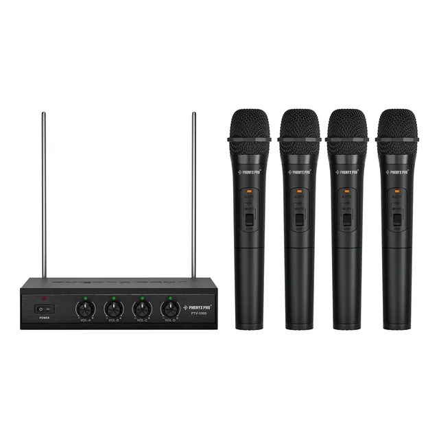 Sistema Micrófono Inalámbrico 4 Canales Vhf Micrófono Phenyx