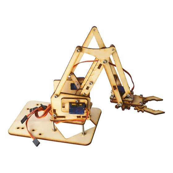 Brazo Mecánico Robótico Chasis Mader Con 4 Servos+tornillos Color Madera