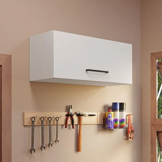 Gabinete Superior de Almacenamiento para Garaje Multiuso 80cm Blanco