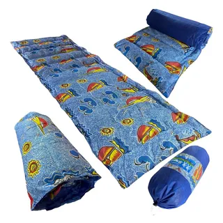 Colchonete Solteiro Para Camping Trilha Pesca Azul Estampado Colchonete Solteiro Para Camping Trilha Pesca Azul Estampado