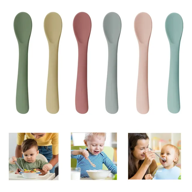 6 Piezas Cucharas De Silicona Para Bebé