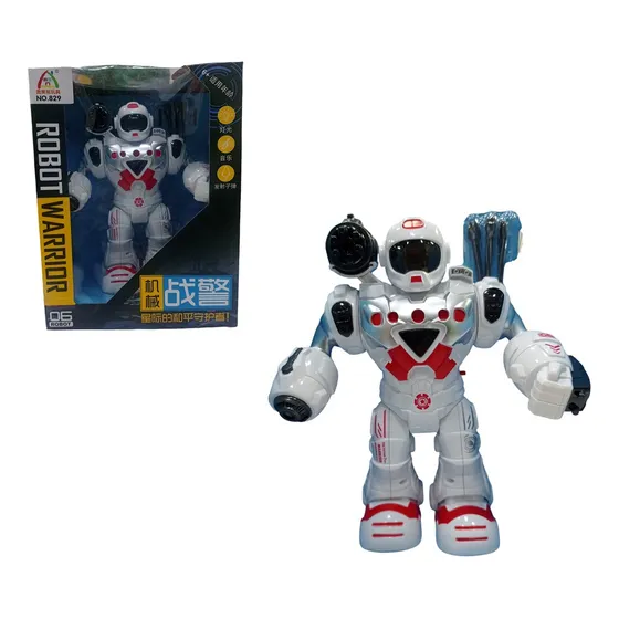 Muñeco Robot Warrior Con Luces, Sonidos Y Lanza Dardos 25 Cm