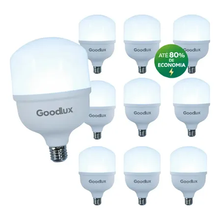 Kit 10 Lampada Led 40w Bulbo 6500k Branco Frio Alta Potência Bivolt 110v 220v Goodlux