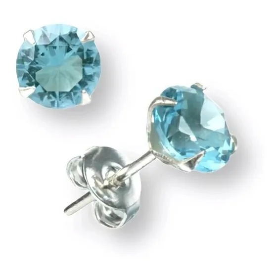 Brinco Unissex Prata 925 Com Zirconia Colorida 8mm