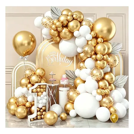 Peças De Decoração Balões Dourado E Branco Para Aniversário Dourado E Branco
