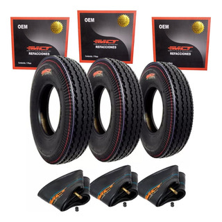 3 Llanta 4.00-8 Mct 8 Capas Reforzadas + Camaras Gratis 3 Llanta 4.00-8 Mct 8 Capas Reforzadas + Camaras Gratis