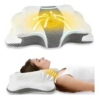 Travesseiro Cervical Ortopédico Para Apneia White-gray