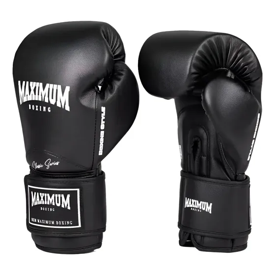 Luva Maximum Easy NewClassic Boxe Muay Thai Kickboxing Preto Tamanho 14oz resistente