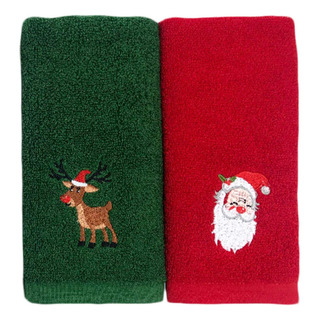 2pcs Navidad Santa Reno Bordado Toallas Invierno Navidad 2pcs Navidad Santa Reno Bordado Toallas Invierno Navidad