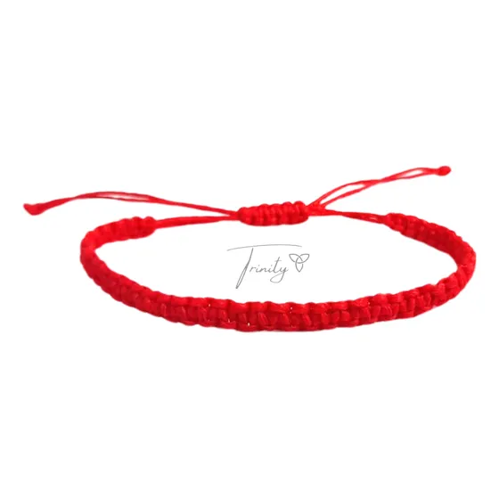 Pulsera Roja Hilo Encerado Macrame Unisex Rojo 13 Cm 30 Cm