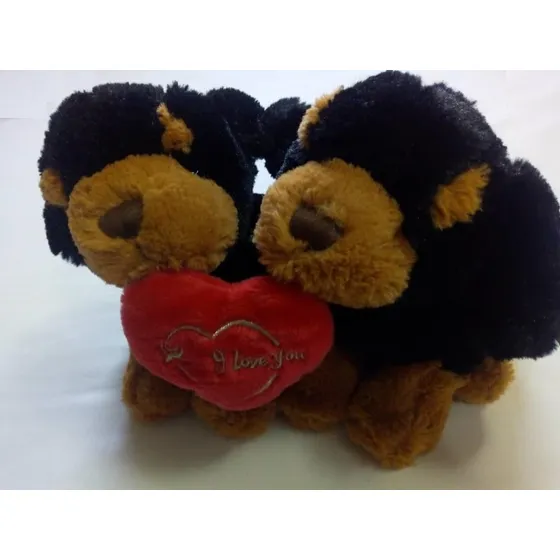 Peluche De Perritos Rottwiler Con Corazon I Love You Nuevos 