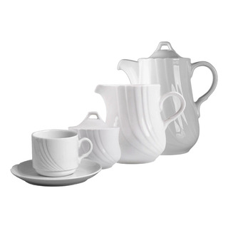 Juego Café Porcelana Blanca Línea Marzia Verbano X15 Piezas Juego Café Porcelana Blanca Línea Marzia Verbano X15 Piezas