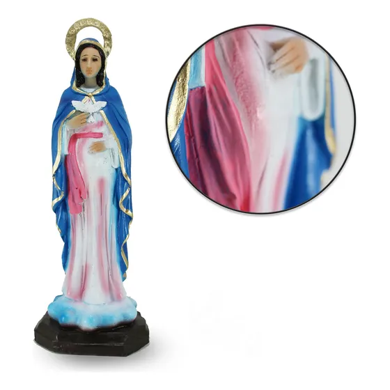 Virgen De La Dulce Espera 30cm Resina Ojo Vidrio Escultura