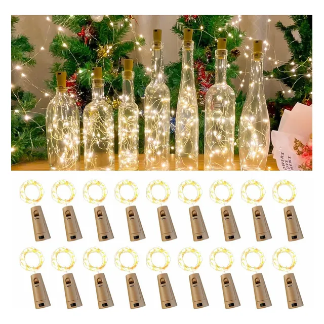 Kit 20 Rolha De Led Luz Fio Garrafa 2m * 20 Leds Luzes Fadas