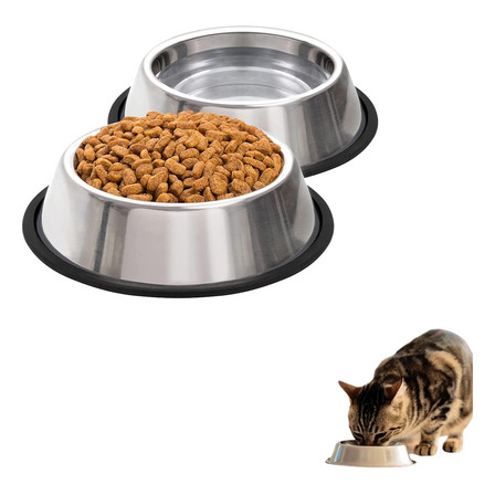 Kit Comedero Bebedero Antivuelco Acero Inox Mini Gatos X2 Kit Comedero Bebedero Antivuelco Acero Inox Mini Gatos X2